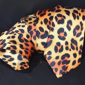 Leopard Skin Print Menswear Necktie Tie Animal Neckwear Cheetah Rockabilly Glam